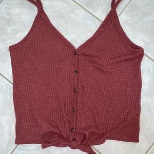 Button Front Tank Top with Tie